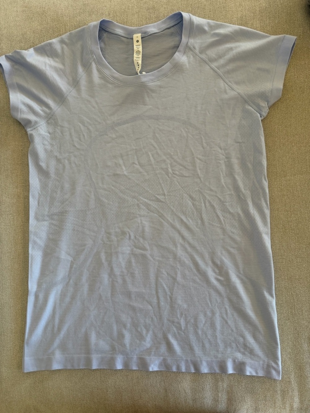 lululemon Athletica Light Blue Ribbed Crew Tee